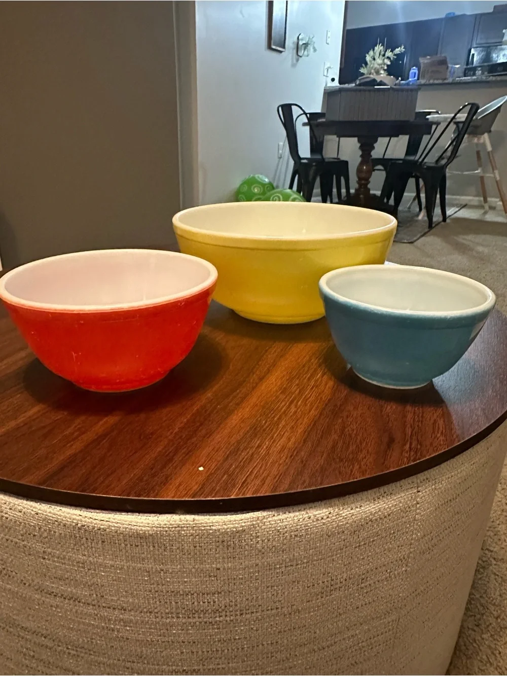 VTG Mid Century Pyrex Primary Colors Nesting Mixing Bowls Complete Set Of 3